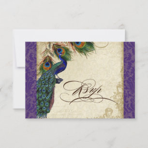 Peacock & Feathers Formal RSVP Response Purple