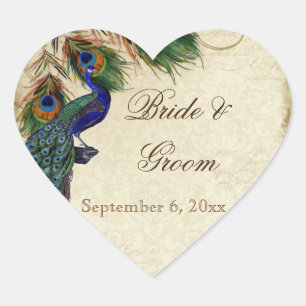 Peacock & Feathers Formal Wedding Favour Seals Tag