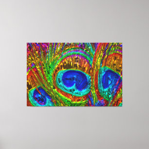 Peacock Feathers Glass Art 1 Canvas Print
