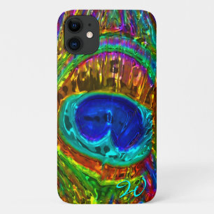 Peacock Feathers Glass Art 1 iPhone 11 Case