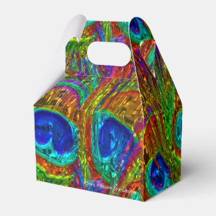 Peacock Feathers Glass Art 1 Favor Box