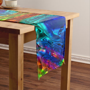 Peacock Feathers Glass Art 1 Medium Table Runner