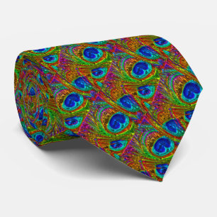 Peacock Feathers Glass Art 1 Tie