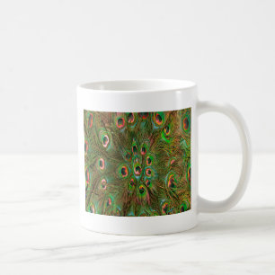 Peacock feathers green Background Coffee Mug