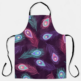 Peacock Feathers: Hand Drawn Vintage. Apron