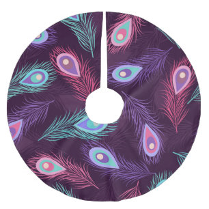 Peacock Feathers: Hand Drawn Vintage. Brushed Polyester Tree Skirt