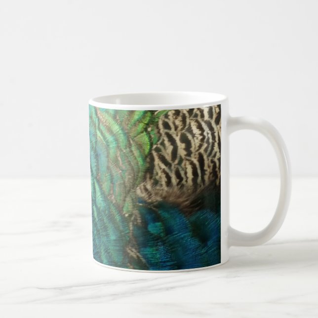 Peacock Feathers I Colourful Abstract Nature Desig Coffee Mug (Right)