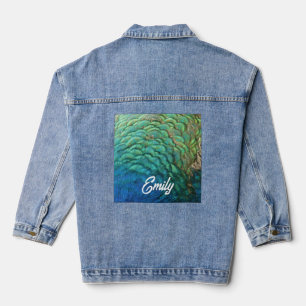 Peacock Feathers I Colourful Abstract Nature Desig Denim Jacket