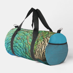 Peacock Feathers I Colourful Abstract Nature Desig Duffle Bag