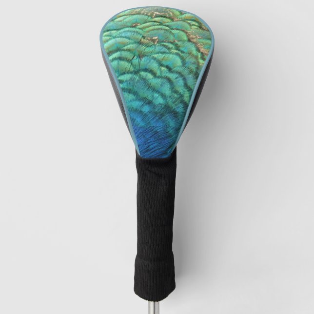Peacock Feathers I Colourful Abstract Nature Desig Golf Head Cover (Front)