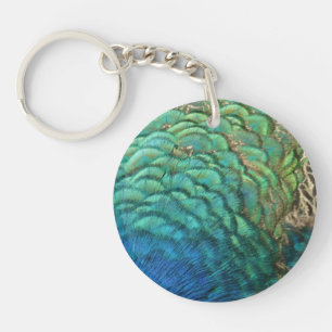 Peacock Feathers I Colourful Abstract Nature Desig Keychain