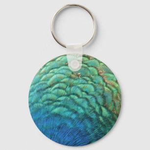Peacock Feathers I Colourful Abstract Nature Desig Keychain