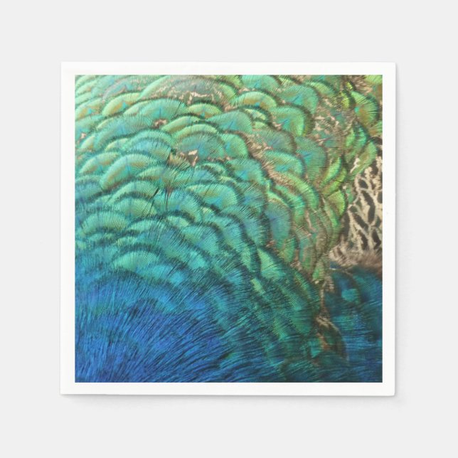 Peacock Feathers I Colourful Abstract Nature Desig Napkin (Front)