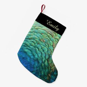 Peacock Feathers I Colourful Abstract Nature Desig Small Christmas Stocking