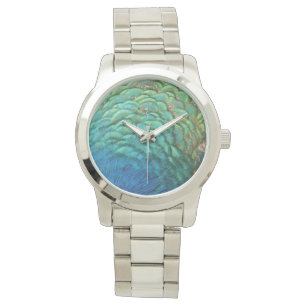 Peacock Feathers I Colourful Abstract Nature Desig Watch