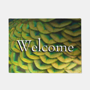Peacock Feathers II Colourful Nature Doormat