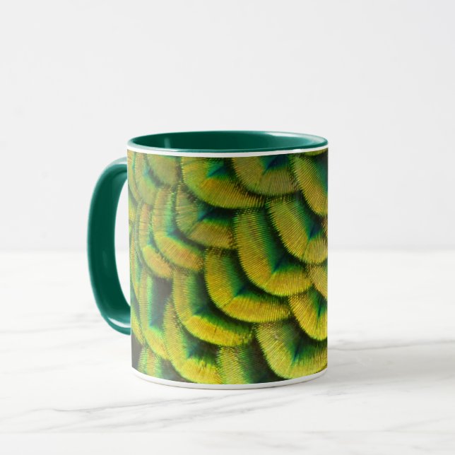 Peacock Feathers II Colourful Nature Mug (Front Left)