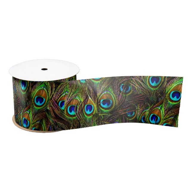 Peacock Feathers Invasion Satin Ribbon (Spool)