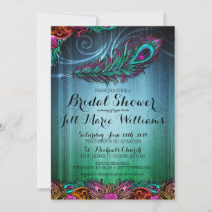 Peacock Feathers Invitation à la douche nuptiale