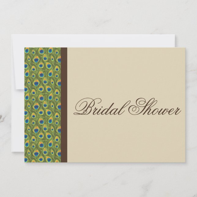 Peacock Feathers Invitation à la douche nuptiale m (Devant)