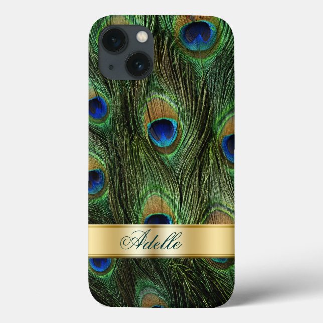 Peacock Feathers iPhone 6 Monogramme Coque (Verso)