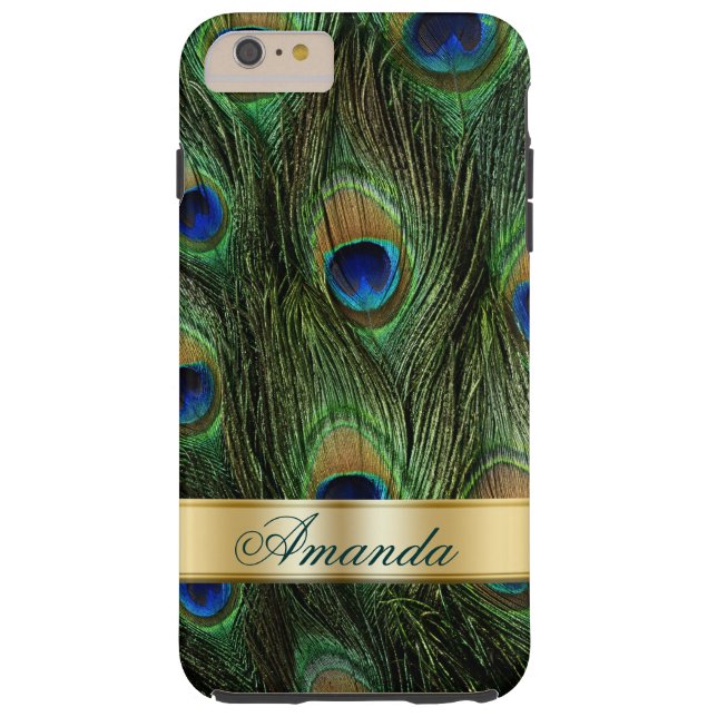 Peacock Feathers iPhone 6 Plus Monogram Case (Back)