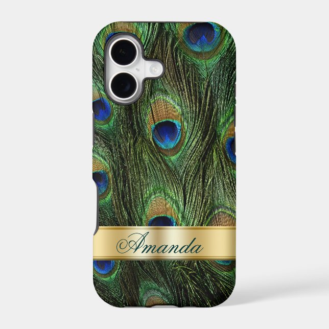 Peacock Feathers iPhone 7 Plus Monogram Case (Back)