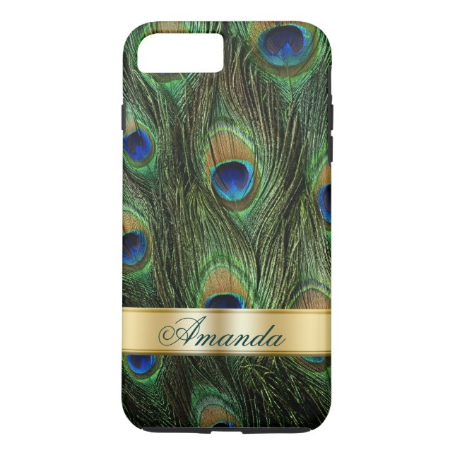 Peacock Feathers iPhone 7 Plus Monogram Case (Back)