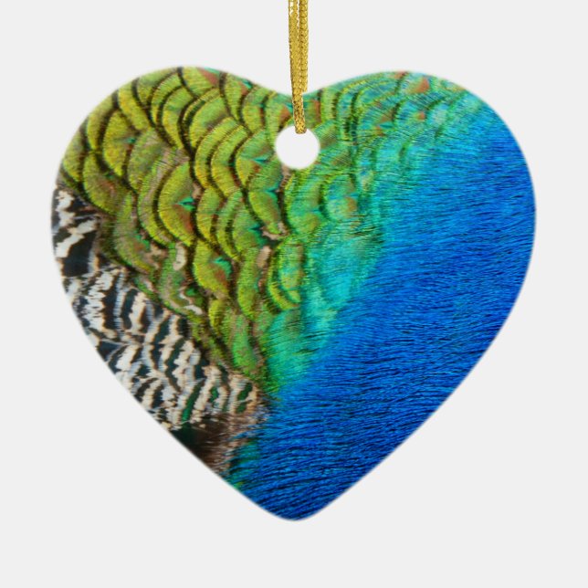 Peacock Feathers IV Colourful Abstract Nature Ceramic Ornament (Front)