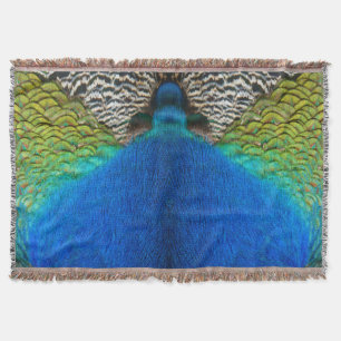 Peacock Feathers IV Colourful Abstract Nature Throw Blanket