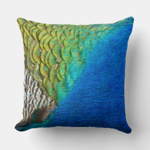 Peacock Feathers IV Colourful Abstract Nature Throw Pillow