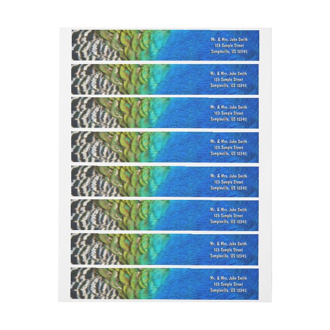 Peacock Feathers IV Colourful Abstract Nature Wrap Around Label (Sheet)