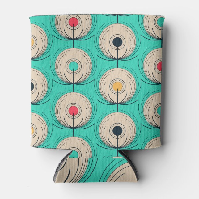 Peacock Feathers: Ivory Blue Fantasy. Can Cooler (Front)