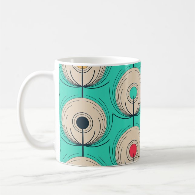 Peacock Feathers: Ivory Blue Fantasy. Coffee Mug (Left)