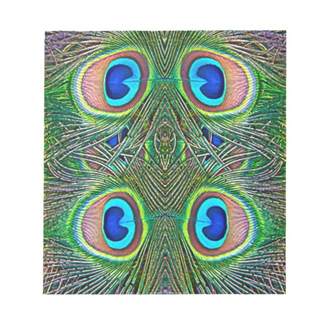 Peacock Feathers Kaleidoscope Print Notepad (Front)