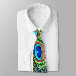 Peacock Feathers Kaleidoscope Print Tie