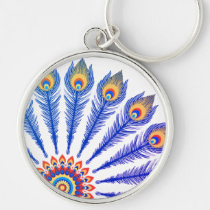 Peacock feathers keychain