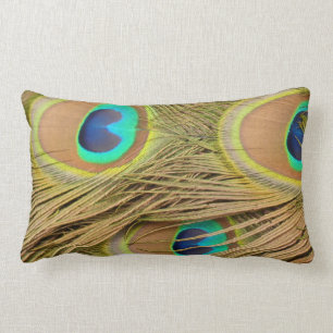 Peacock Feathers Lumbar Pillow