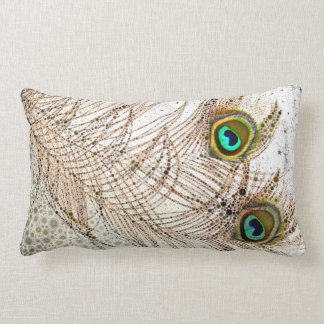 Peacock Feathers Lumbar Pillow