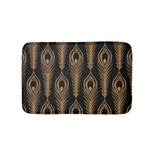 Peacock Feathers, Luxury Oriental Pattern. Bath Mat