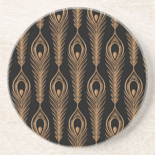 Peacock Feathers, Luxury Oriental Pattern. Coaster