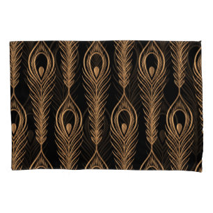 Peacock Feathers, Luxury Oriental Pattern. Pillowcase