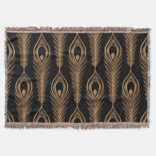 Peacock Feathers, Luxury Oriental Pattern. Throw Blanket