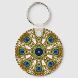 Peacock Feathers Magic Circle Keychain