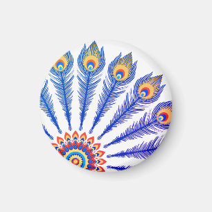 Peacock feathers magnet