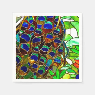 Peacock Feathers Mosaic Stained Glass Window Napkin