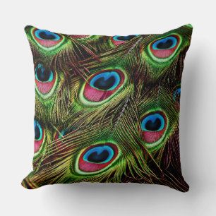 Peacock Feathers Motif coton coussin
