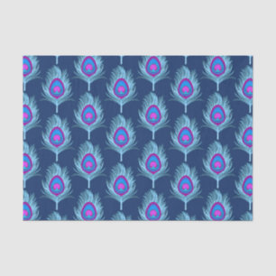 Peacock Feathers, Navy and Pastel Blue Tissue Paper