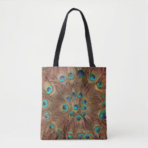 Peacock feathers on a tote bag