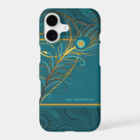 Peacock Feathers on Teal Paisley